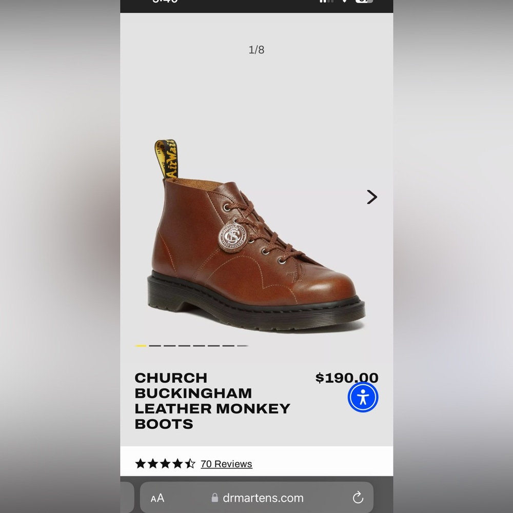 CHURCH BUCKINGHAM LEATHER MONKEY BOOTS dr martens size 36EU